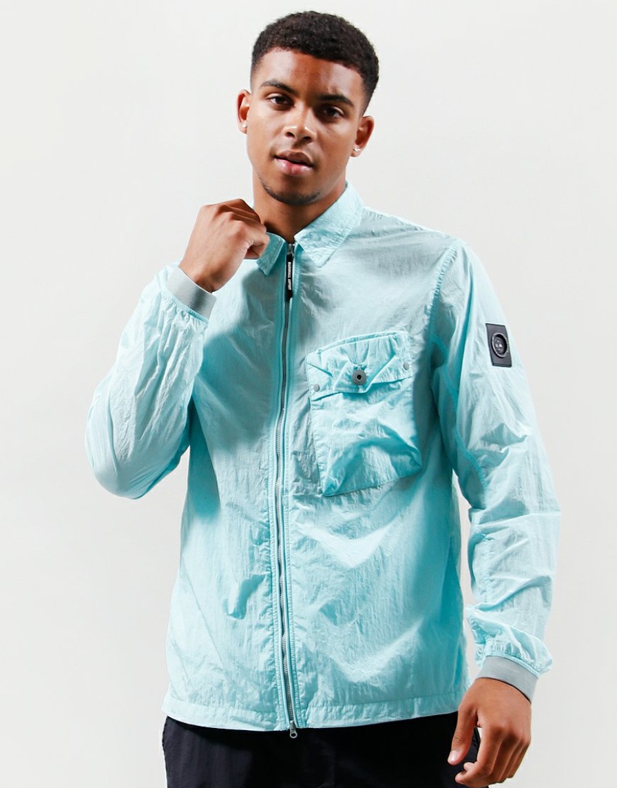 Overshirts Marshall Artist | Krinkle Nylon Pocket Overshirt // Cyan