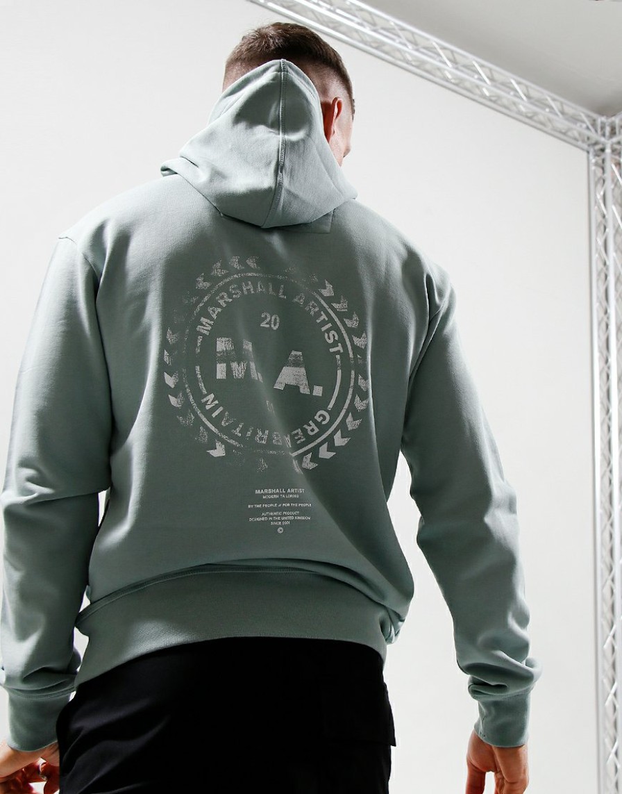 Sweats Marshall Artist | Distressed Logo Hoodie // Oxide Green