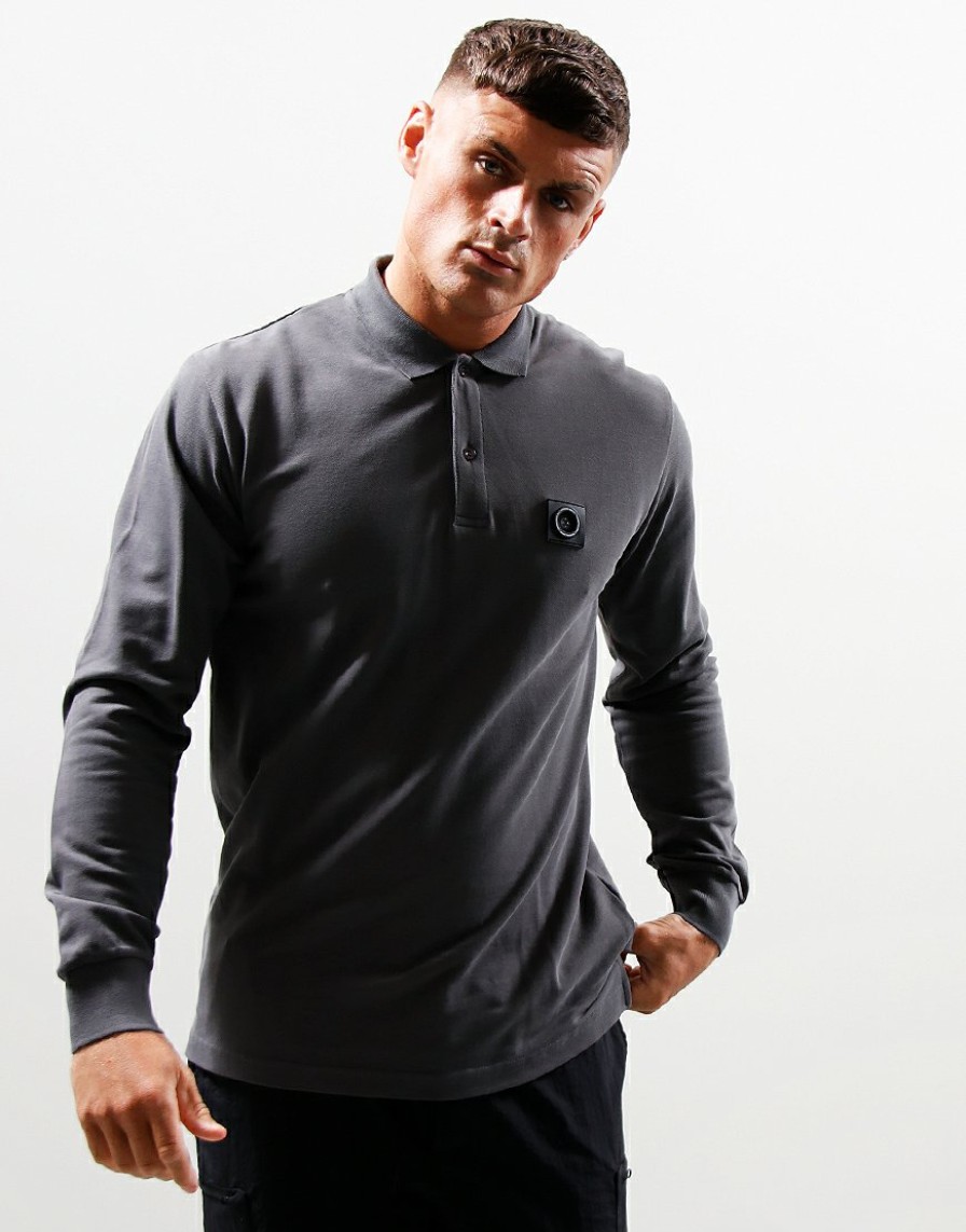 Polo Shirts Marshall Artist | Siren Long Sleeve Polo Shirt // Gull Grey