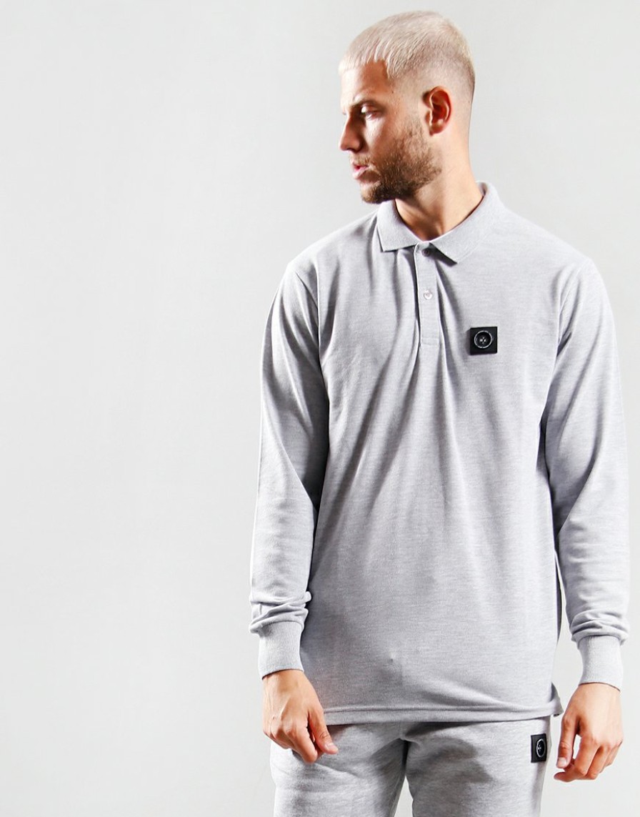 Polo Shirts Marshall Artist | Long Sleeve Siren Polo Shirt // Grey Marl