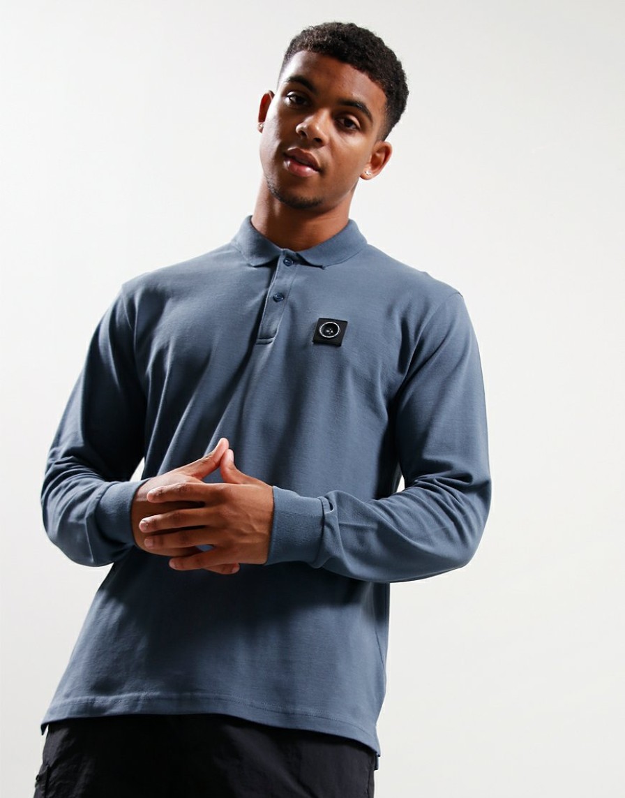 Polo Shirts Marshall Artist | Siren Long Sleeve Polo Shirt // Slate Blue