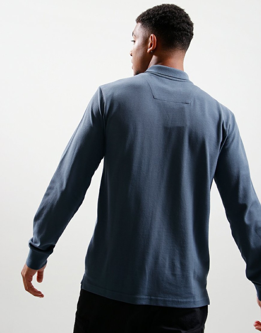 Polo Shirts Marshall Artist | Siren Long Sleeve Polo Shirt // Slate Blue