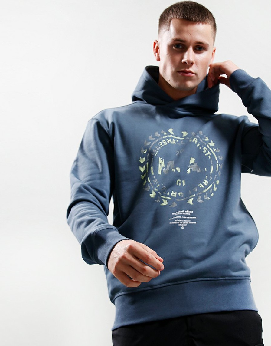 Sweats Marshall Artist | Pixelated Siren Logo Hoodie // Slate Blue