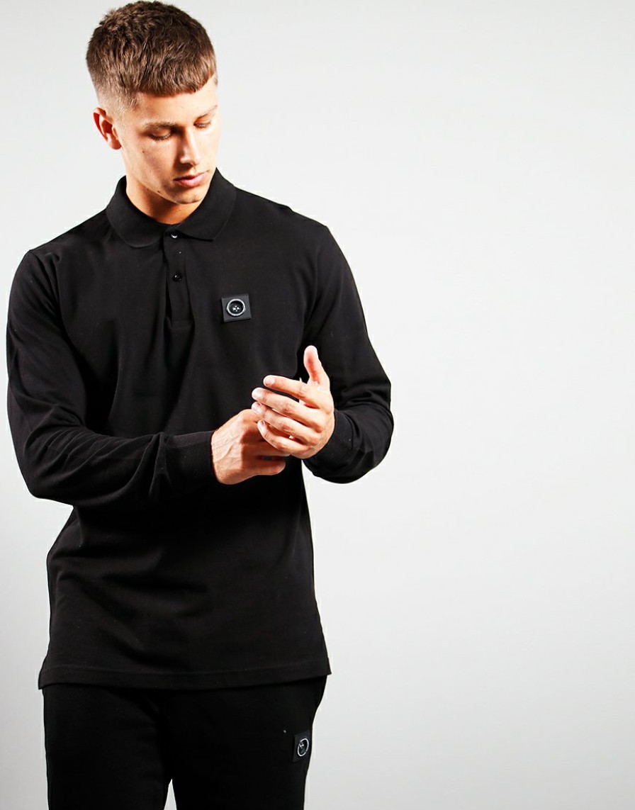 Polo Shirts Marshall Artist | Long Sleeve Siren Polo Shirt // Black