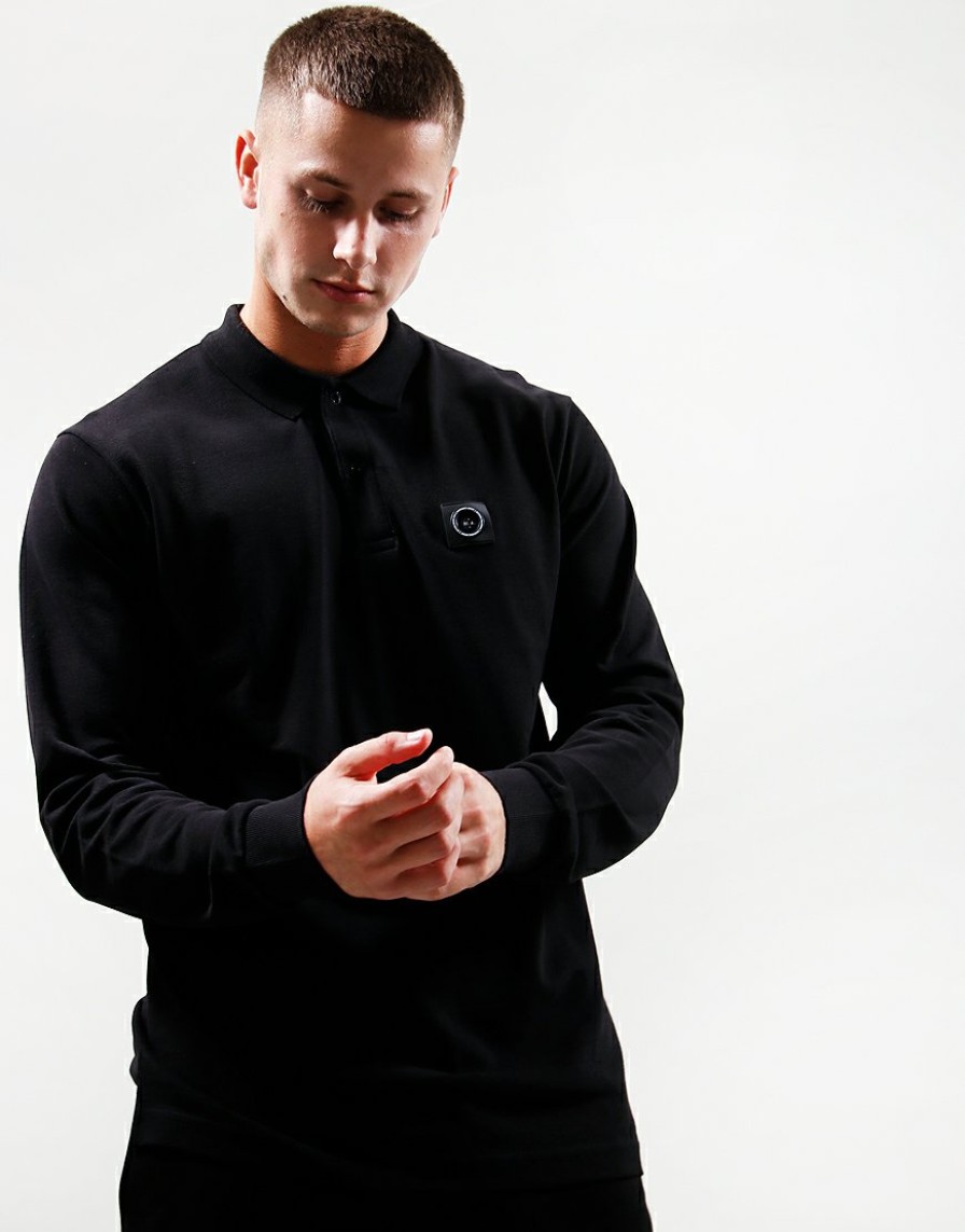 Polo Shirts Marshall Artist | Siren Long Sleeve Polo Shirt // Black