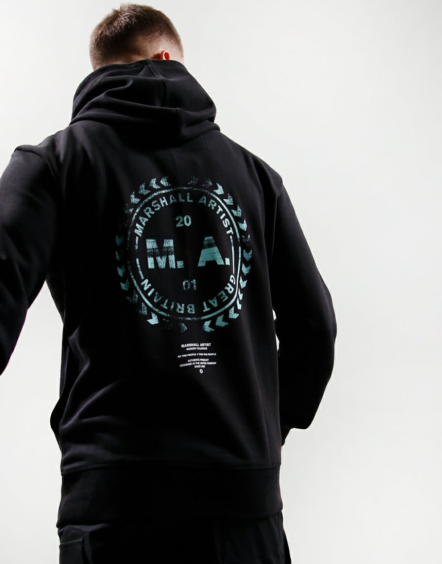 Sweats Marshall Artist | Distressed Logo Hoodie // Black